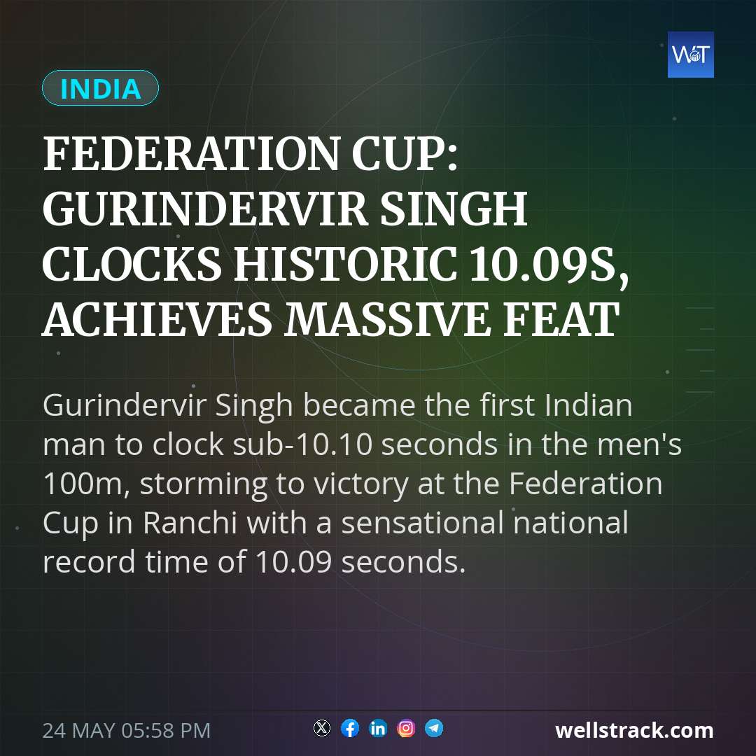 Federation Cup: Gurindervir Singh Clocks Historic 10.09s, Achieves Massive Feat — WellsTrack