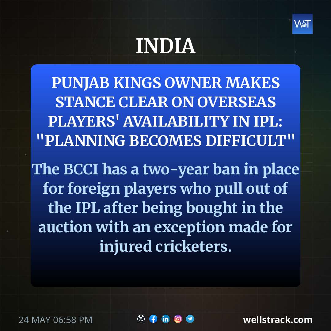 Punjab Kings Owner Makes Stance Clear On Overseas Players' Availability In IPL: "Planning Becomes Difficult" — WellsTrack