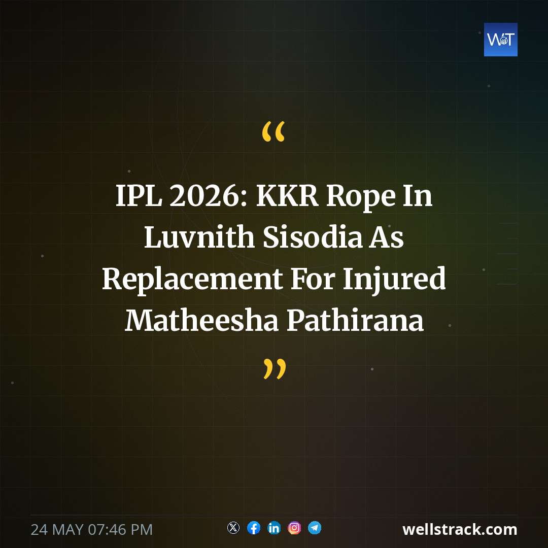 IPL 2026: KKR Rope In Luvnith Sisodia As Replacement For Injured Matheesha Pathirana — WellsTrack