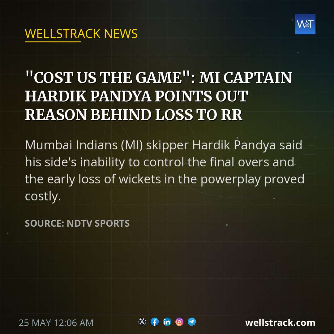 "Cost Us The Game": MI Captain Hardik Pandya Points Out Reason Behind Loss To RR — WellsTrack