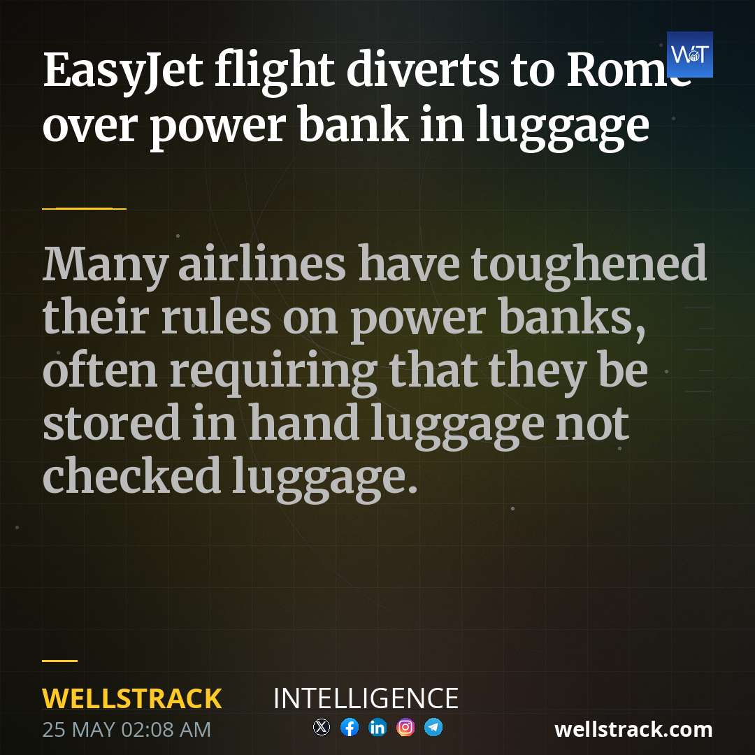 EasyJet flight diverts to Rome over power bank in luggage