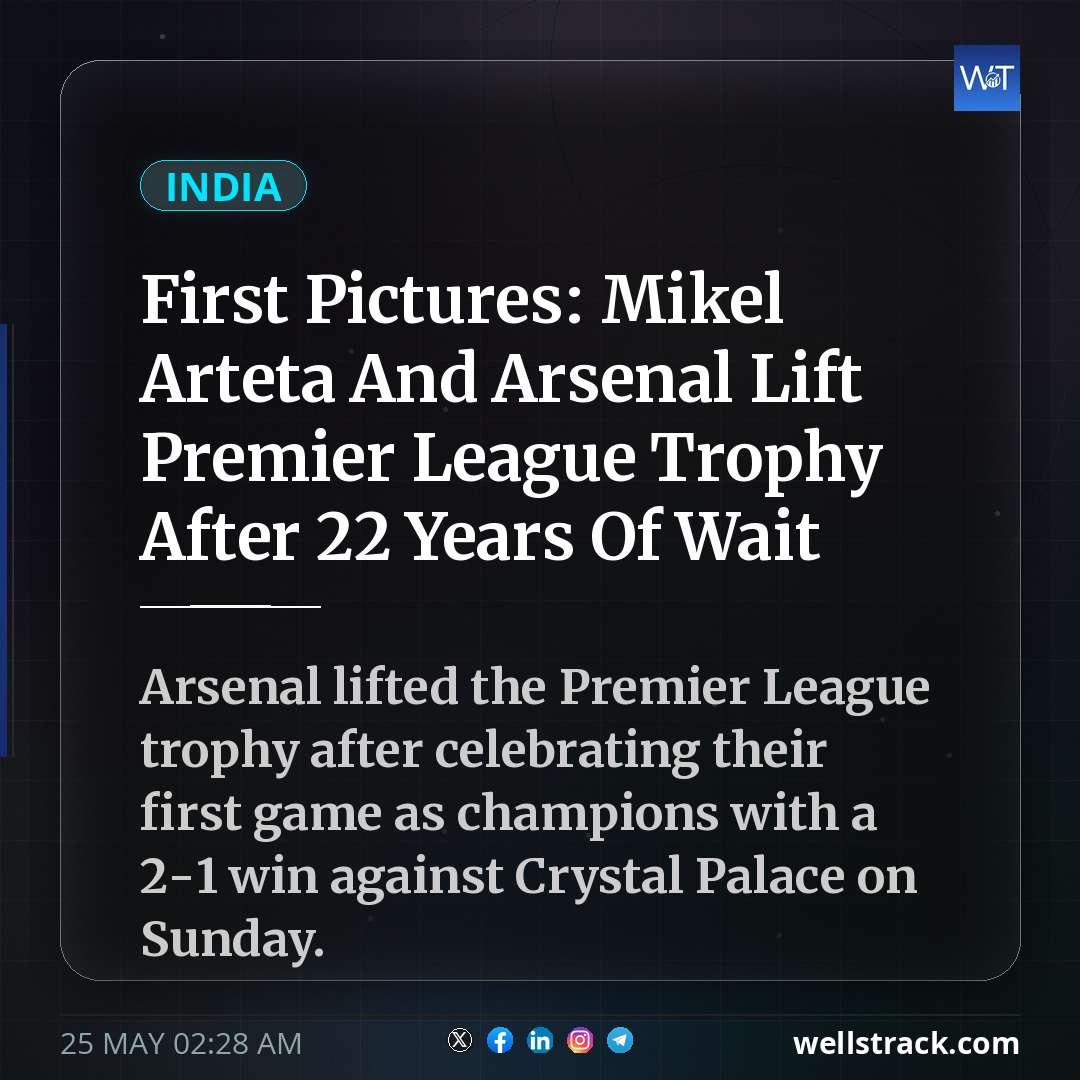 First Pictures: Mikel Arteta And Arsenal Lift Premier League Trophy After 22 Years Of Wait