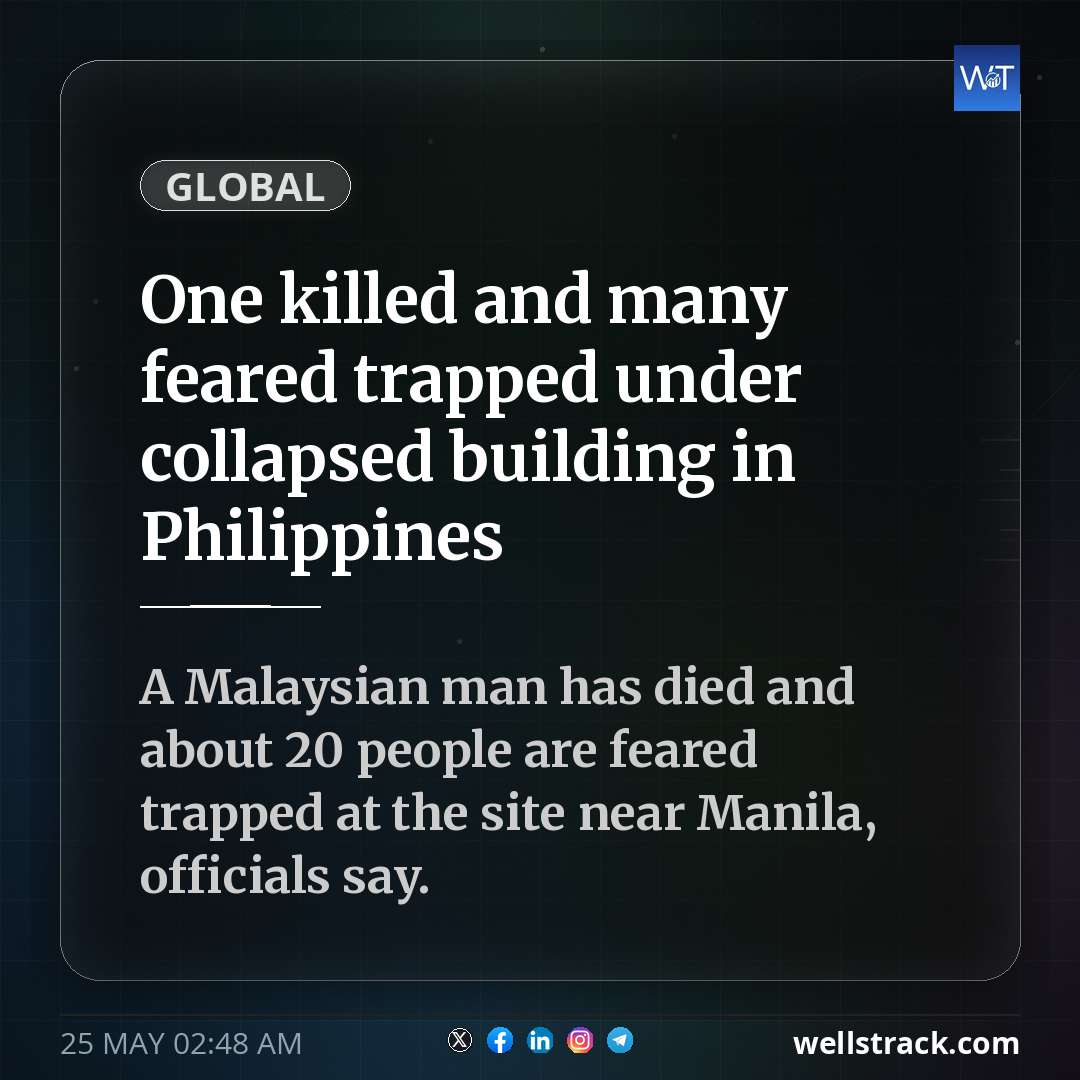 One killed and many feared trapped under collapsed building in Philippines