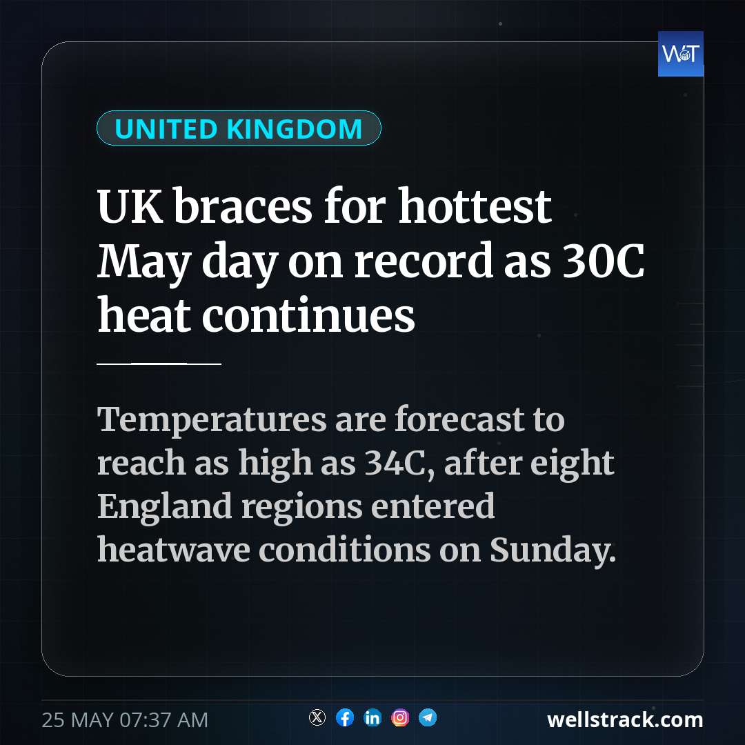 UK braces for hottest May day on record as 30C heat continues — WellsTrack