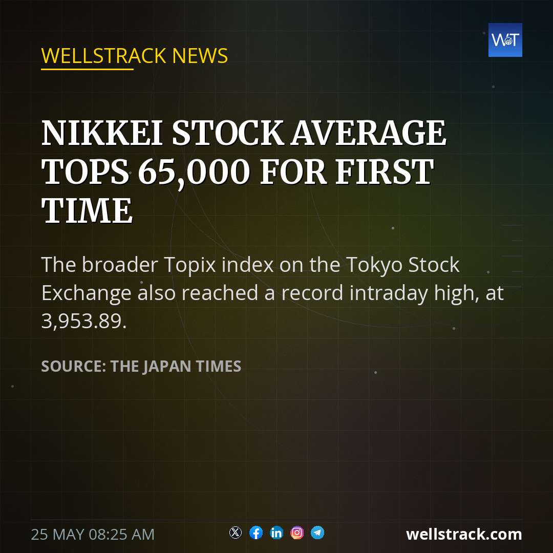 Nikkei Stock Average tops 65,000 for first time