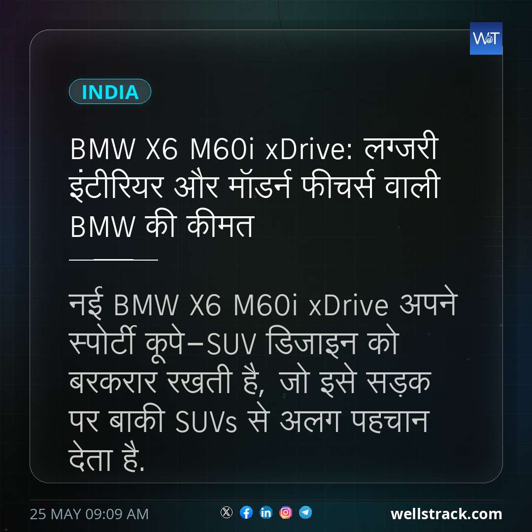BMW X6 M60i xDrive: लग्जरी इंटीरियर और मॉडर्न फीचर्स वाली BMW की कीमत