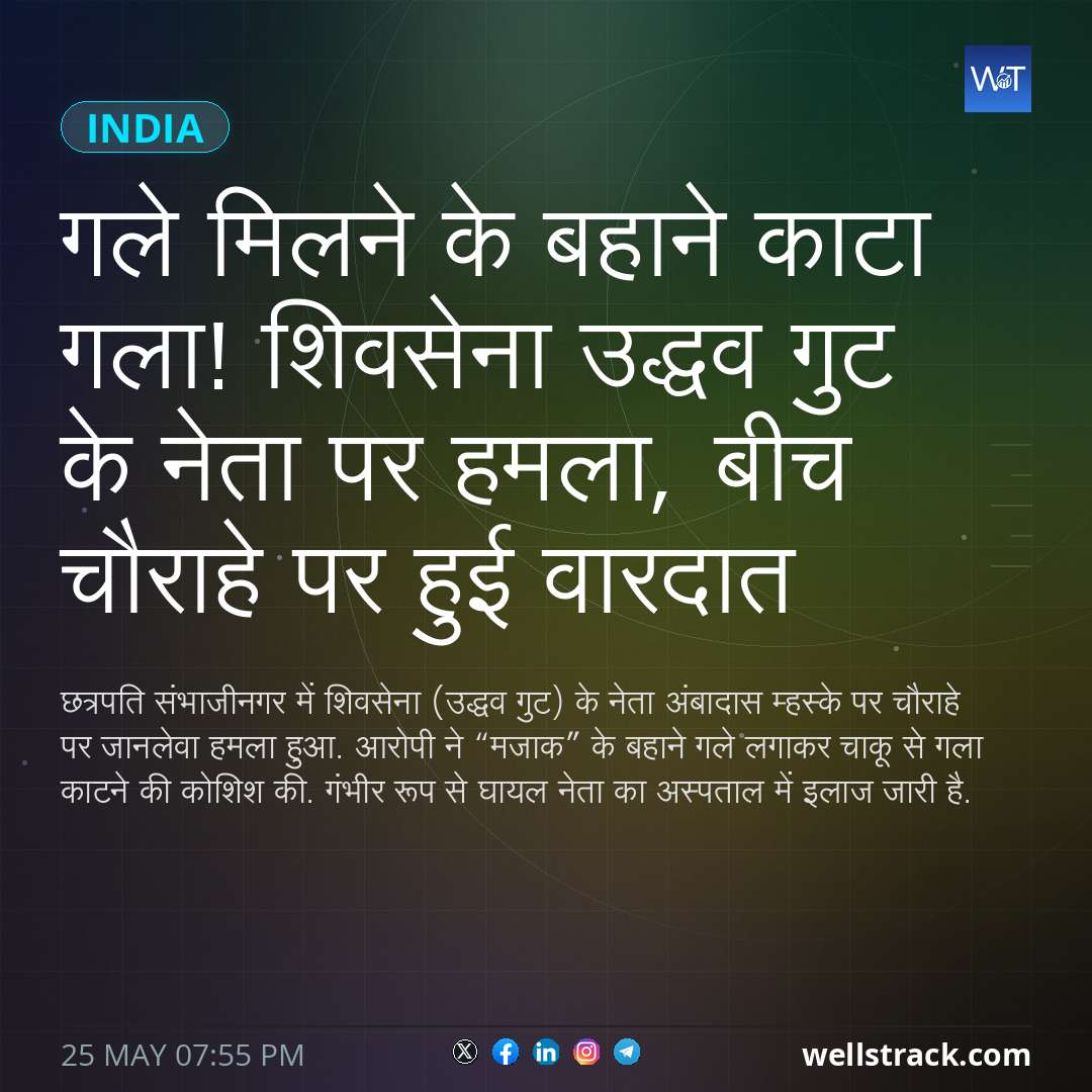 गले मिलने के बहाने काटा गला! शिवसेना उद्धव गुट के नेता पर हमला, बीच चौराहे पर हुई वारदात