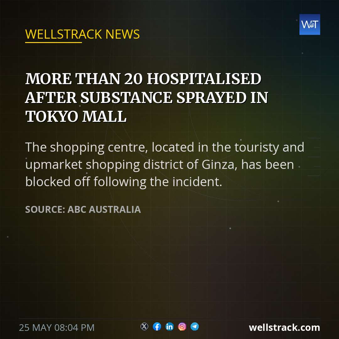 More than 20 hospitalised after substance sprayed in Tokyo mall
