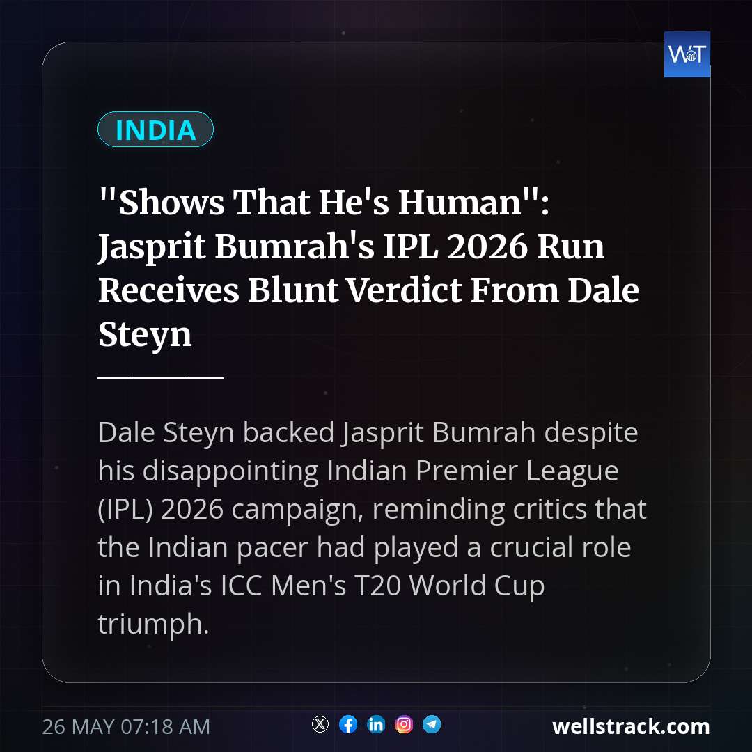 "Shows That He's Human": Jasprit Bumrah's IPL 2026 Run Receives Blunt Verdict From Dale Steyn — WellsTrack