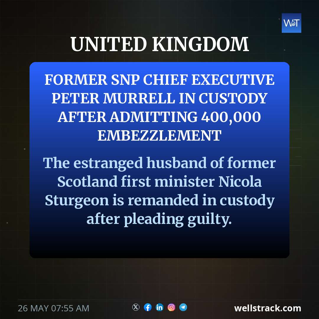 Former SNP chief executive Peter Murrell in custody after admitting £400,000 embezzlement