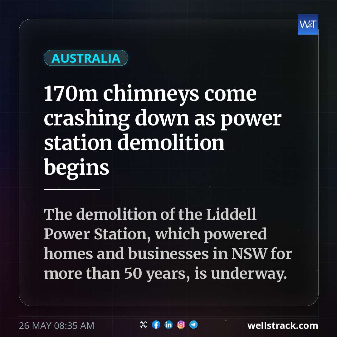 170m chimneys come crashing down as power station demolition begins
