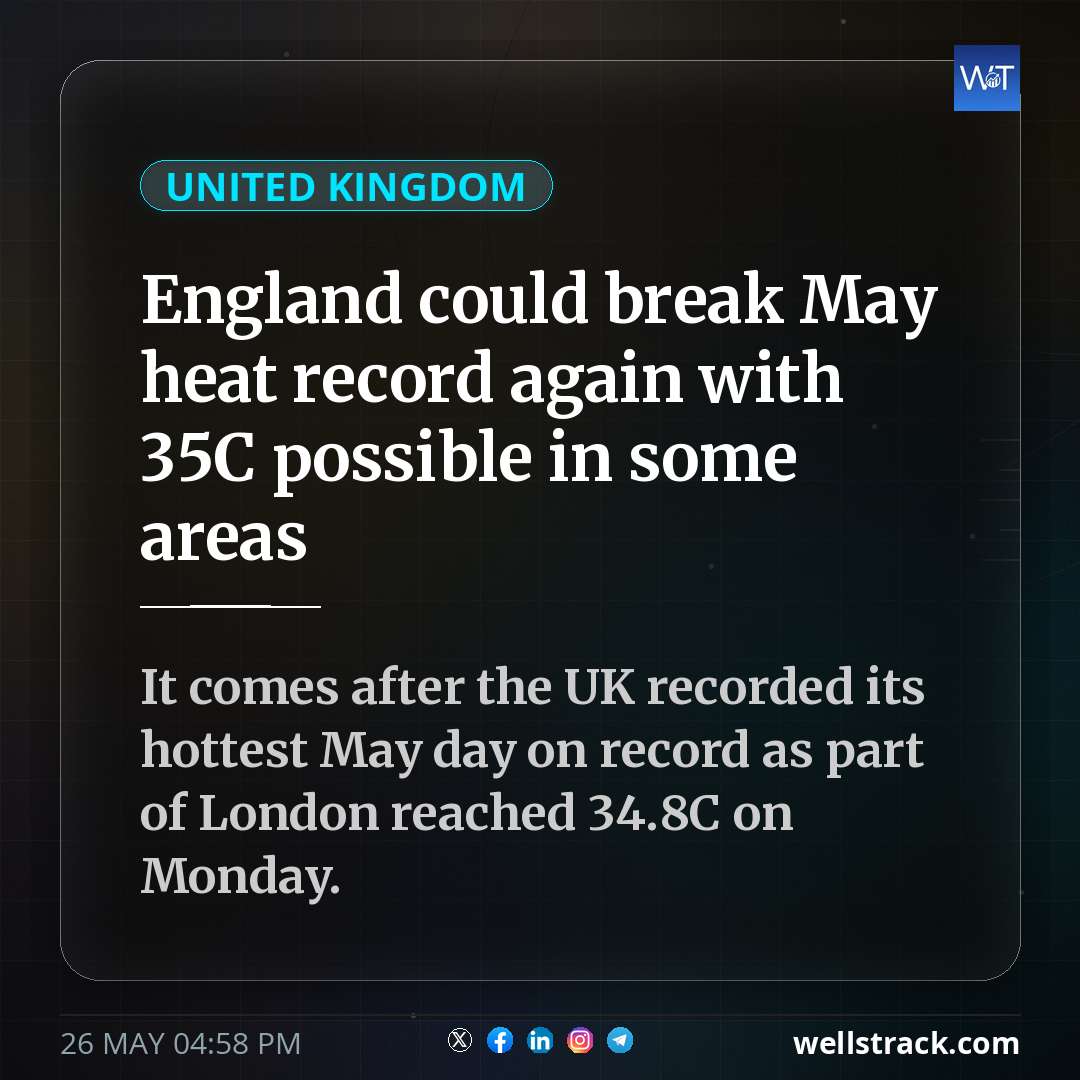 England could break May heat record again with 35C possible in some areas