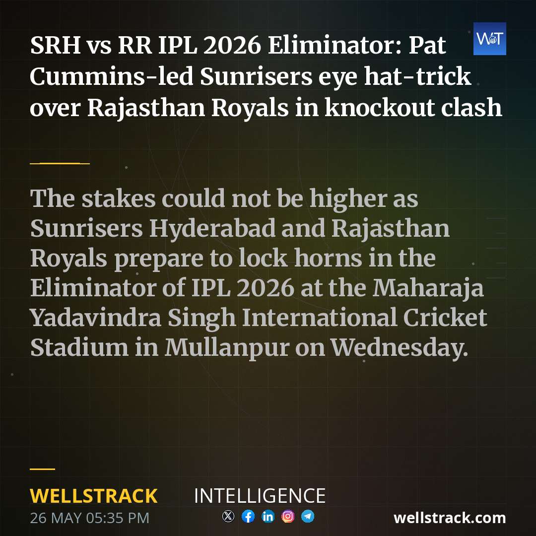 SRH vs RR IPL 2026 Eliminator: Pat Cummins-led Sunrisers eye hat-trick over Rajasthan Royals in knockout clash