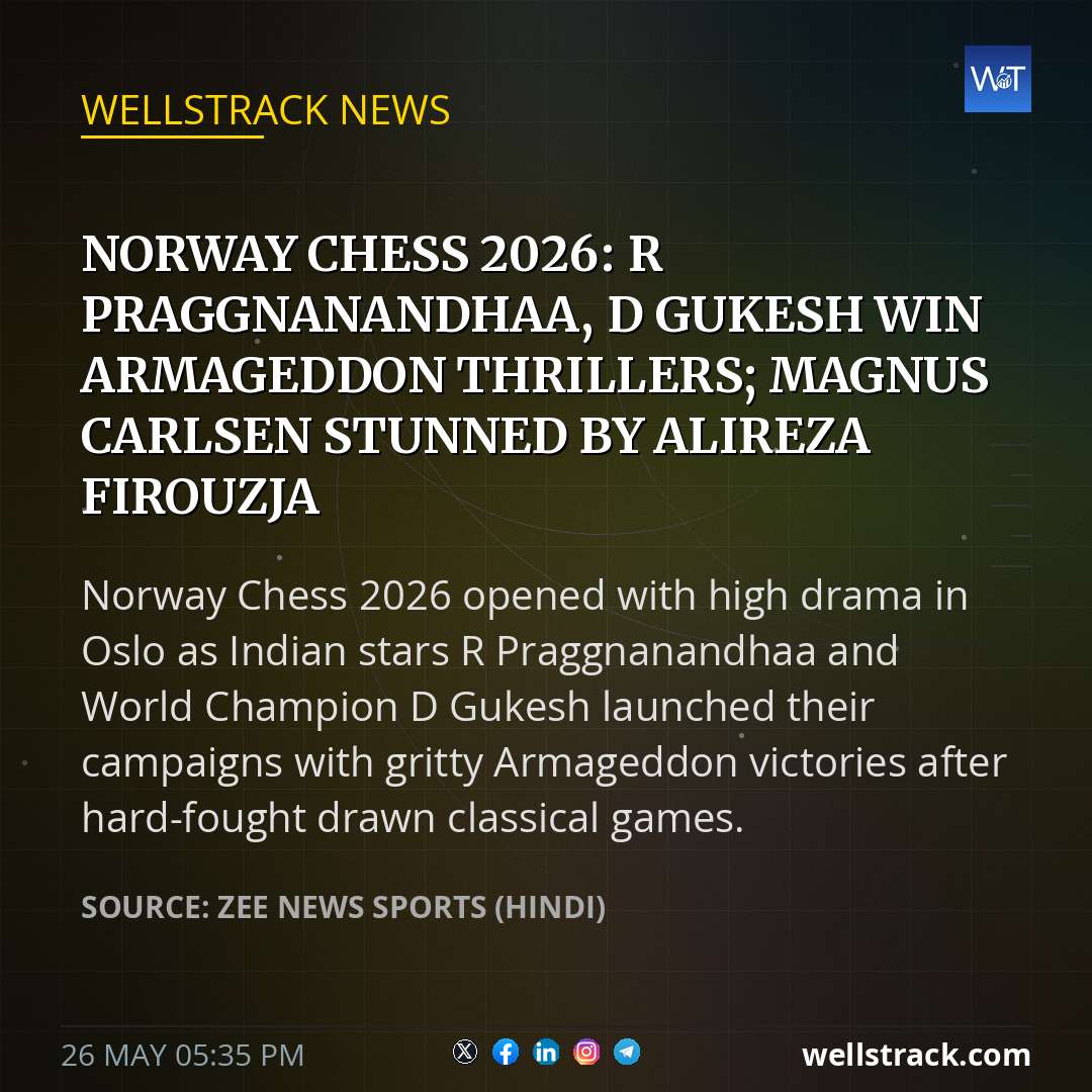 Norway Chess 2026: R Praggnanandhaa, D Gukesh win Armageddon thrillers; Magnus Carlsen stunned by Alireza Firouzja