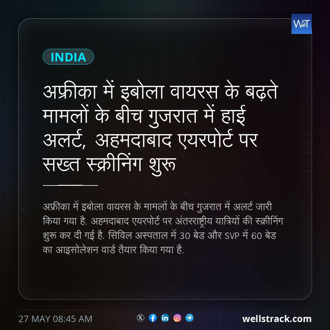 अफ्रीका में इबोला वायरस के बढ़ते मामलों के बीच गुजरात में हाई अलर्ट, अहमदाबाद एयरपोर्ट पर सख्त स्क्रीनिंग शुरू — WellsTrack