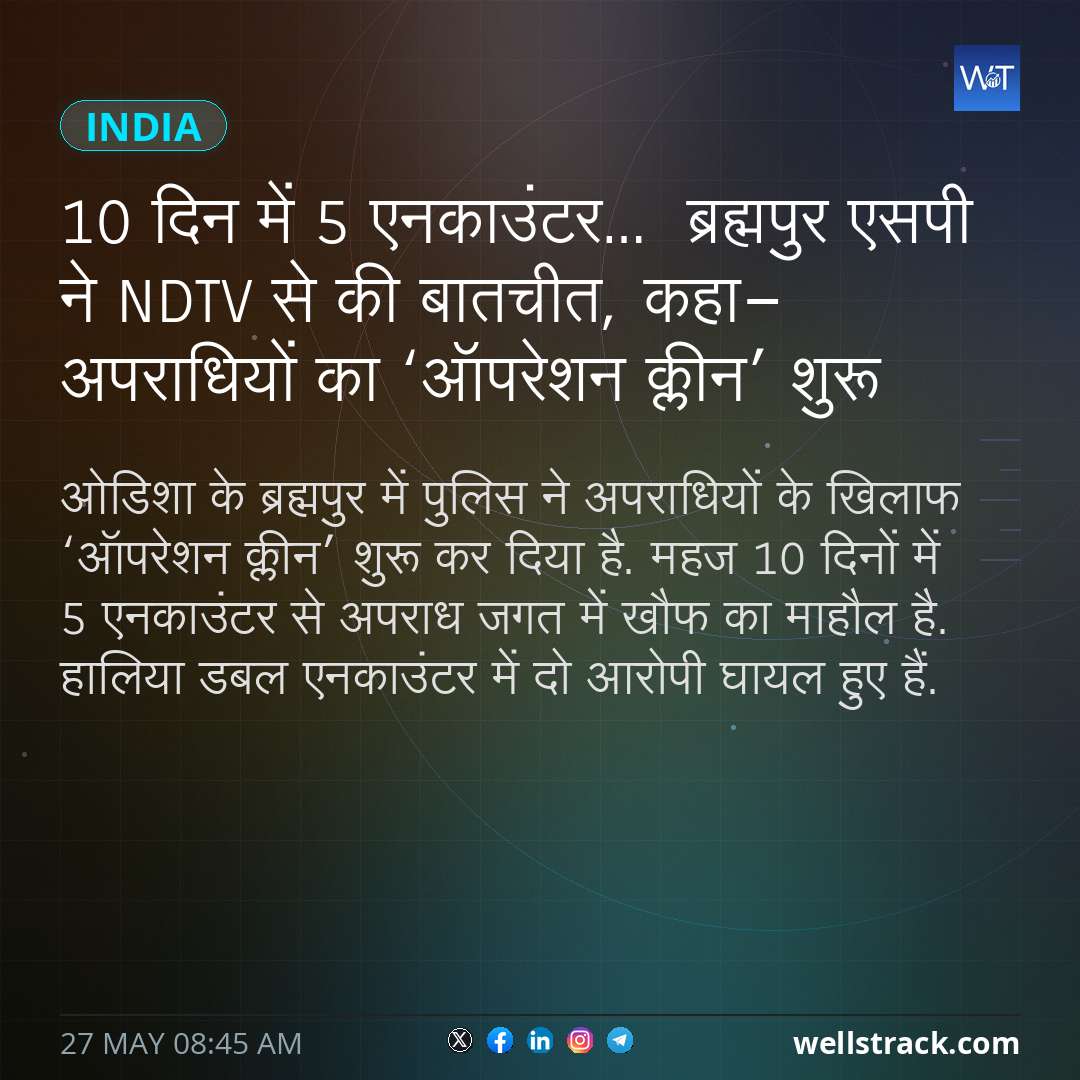 10 दिन में 5 एनकाउंटर… ब्रह्मपुर एसपी ने NDTV से की बातचीत, कहा- अपराधियों का ‘ऑपरेशन क्लीन’ शुरू — WellsTrack