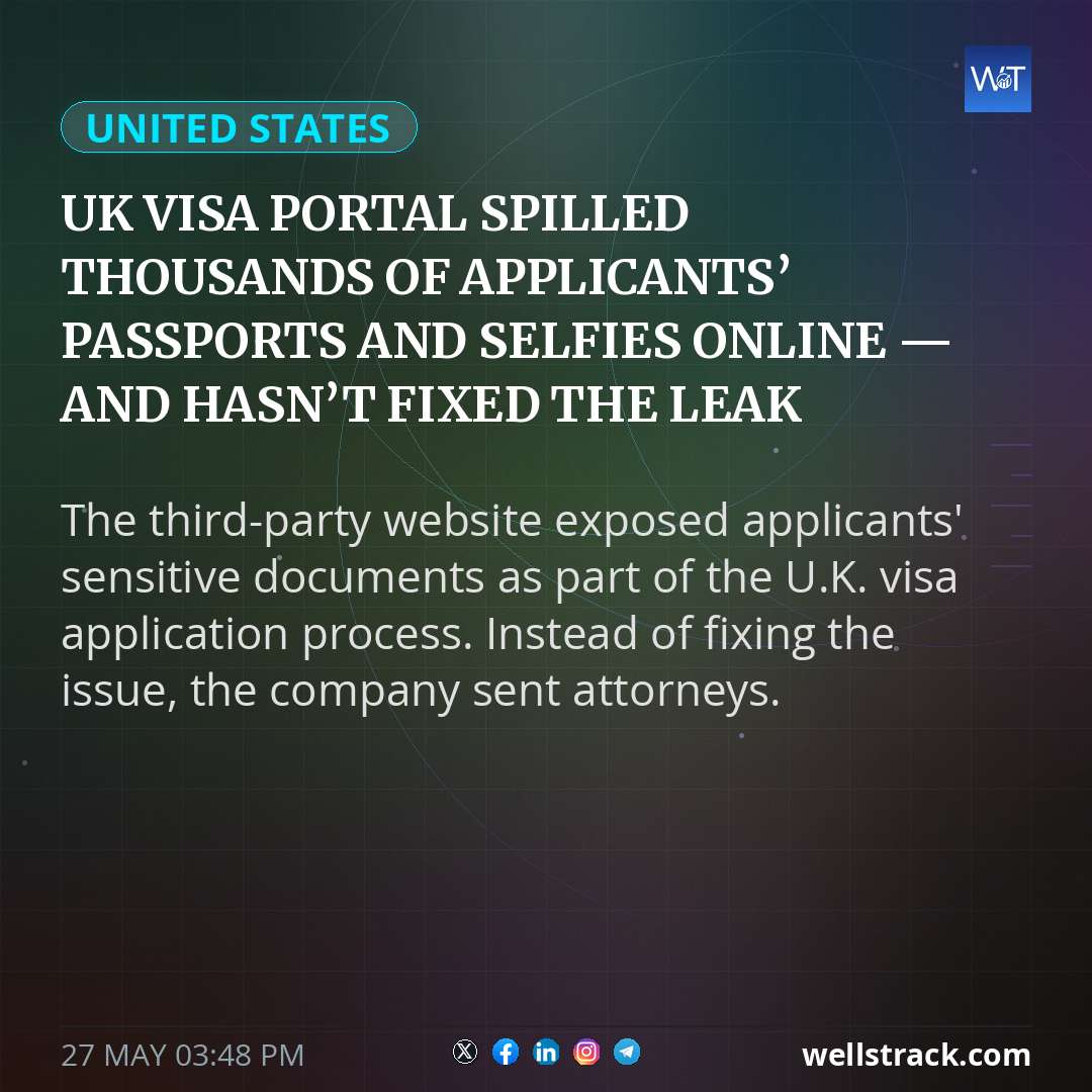 UK Visa Portal spilled thousands of applicants’ passports and selfies online — and hasn’t fixed the leak — WellsTrack