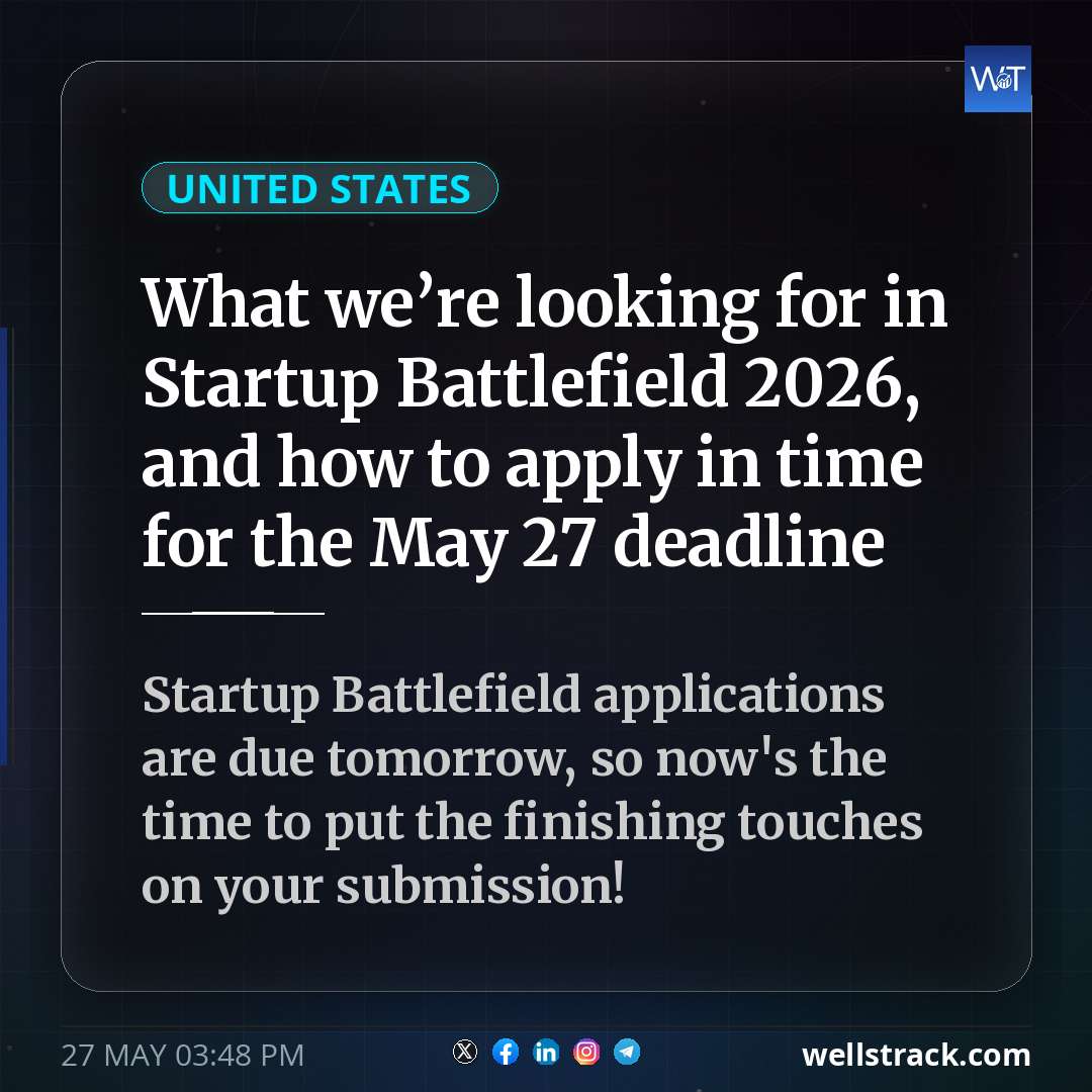 What we’re looking for in Startup Battlefield 2026, and how to apply in time for the May 27 deadline — WellsTrack