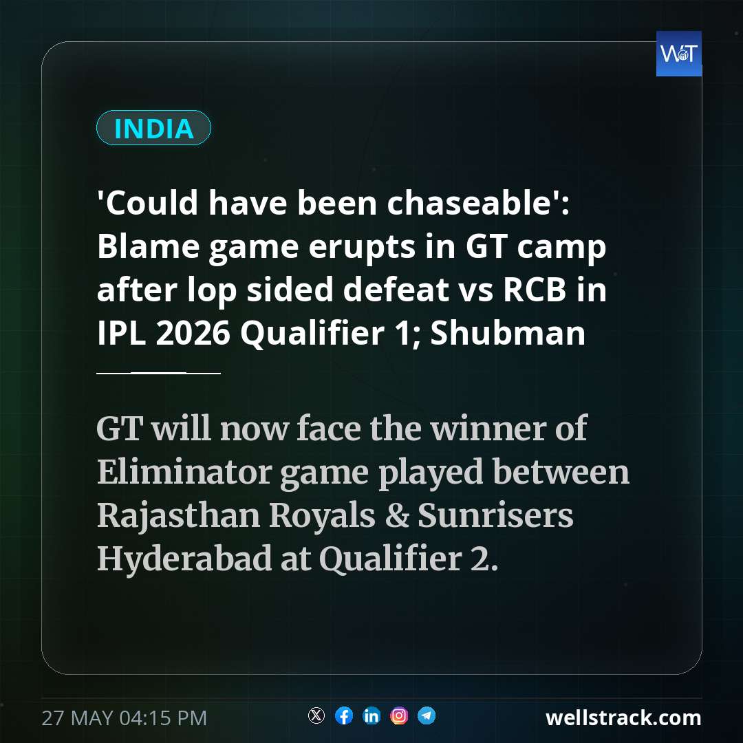 'Could have been chaseable': Blame game erupts in GT camp after lop sided defeat vs RCB in IPL 2026 Qualifier 1; Shubman Gill says this... — WellsTrack