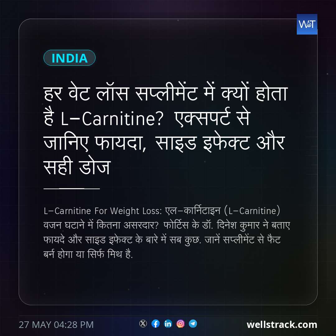 हर वेट लॉस सप्लीमेंट में क्यों होता है L-Carnitine? एक्सपर्ट से जानिए फायदा, साइड इफेक्ट और सही डोज — WellsTrack