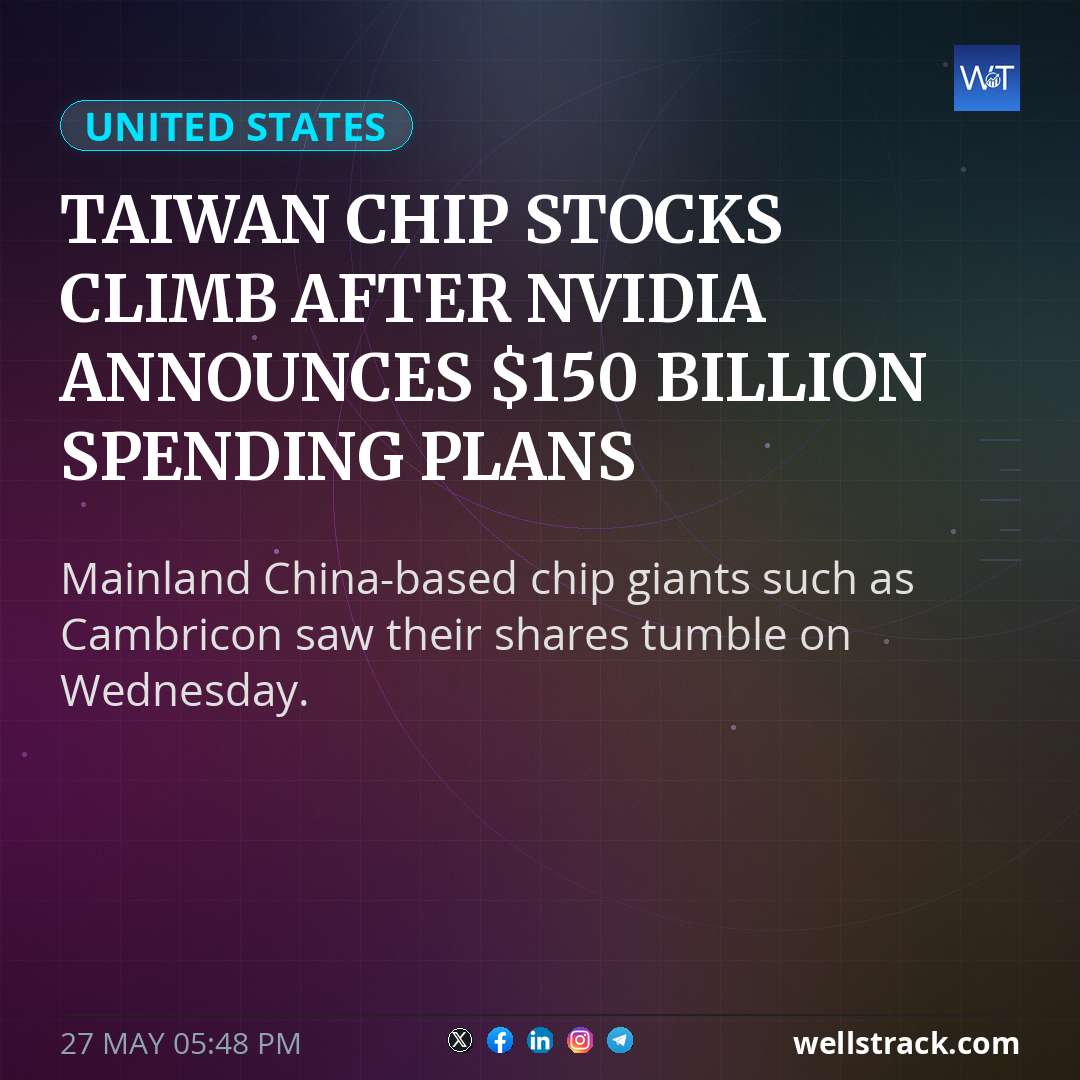 Taiwan chip stocks climb after Nvidia announces $150 billion spending plans — WellsTrack