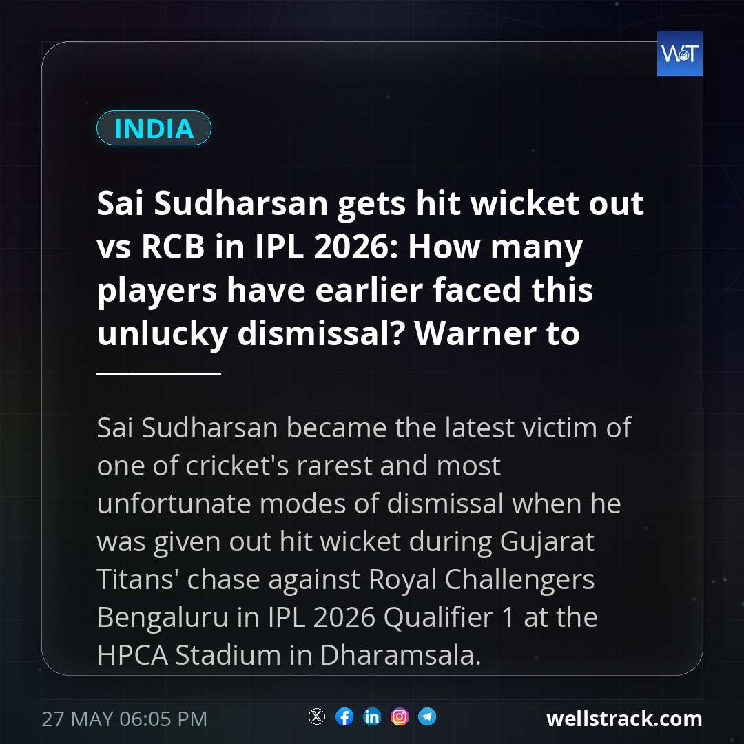 Sai Sudharsan gets hit wicket out vs RCB in IPL 2026: How many players have earlier faced this unlucky dismissal? Warner to Yuvraj; Check full list — WellsTrack