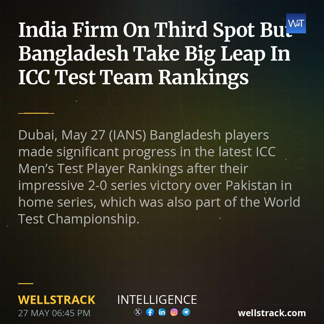 India Firm On Third Spot But Bangladesh Take Big Leap In ICC Test Team Rankings — WellsTrack