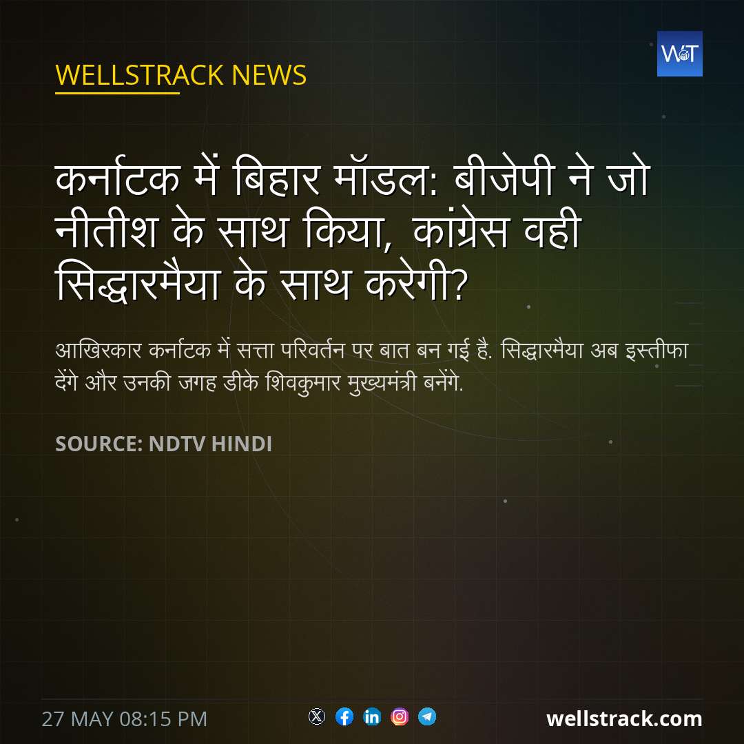 कर्नाटक में बिहार मॉडल: बीजेपी ने जो नीतीश के साथ किया, कांग्रेस वही सिद्धारमैया के साथ करेगी? — WellsTrack