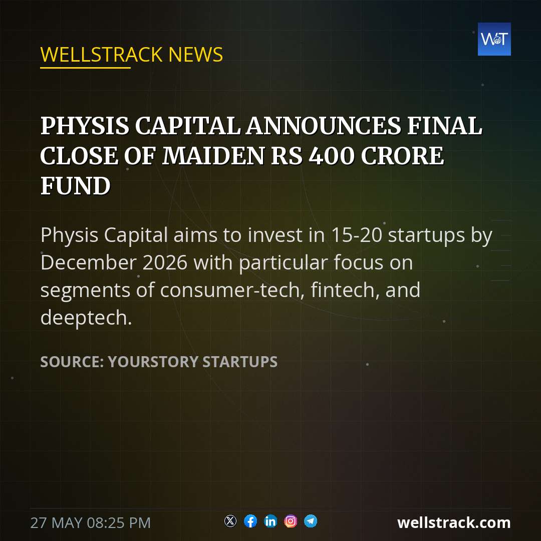 Physis Capital announces final close of maiden Rs 400 crore fund — WellsTrack