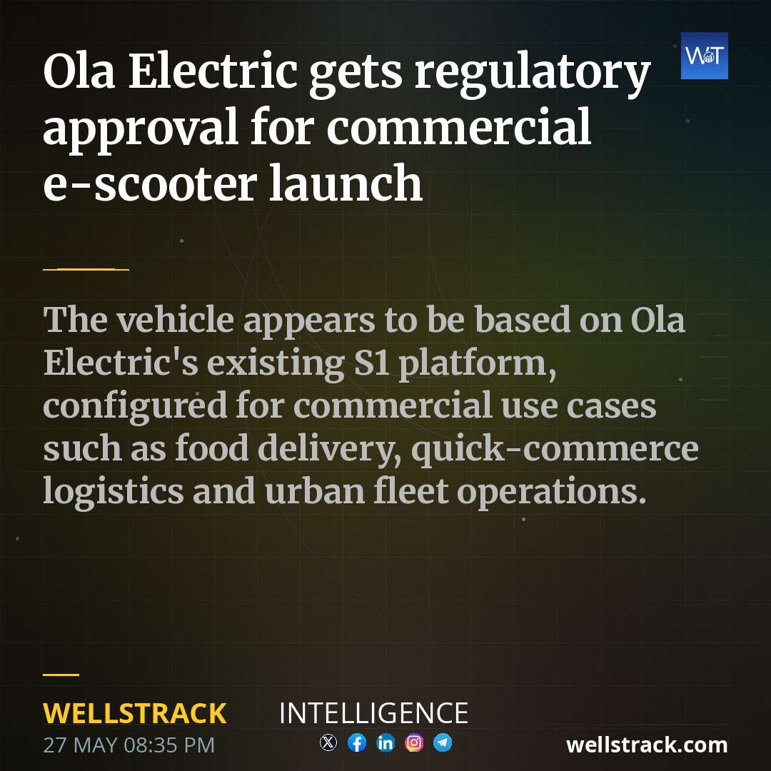 Ola Electric gets regulatory approval for commercial e-scooter launch — WellsTrack