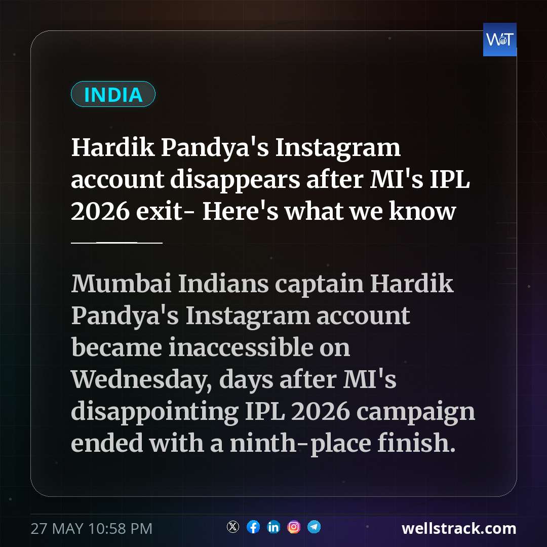 Hardik Pandya's Instagram account disappears after MI's IPL 2026 exit- Here's what we know — WellsTrack