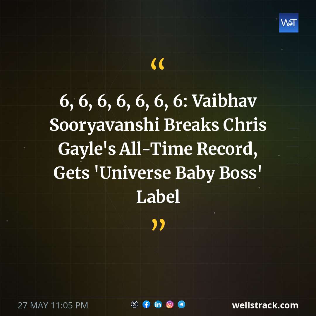 6, 6, 6, 6, 6, 6, 6: Vaibhav Sooryavanshi Breaks Chris Gayle's All-Time Record, Gets 'Universe Baby Boss' Label — WellsTrack