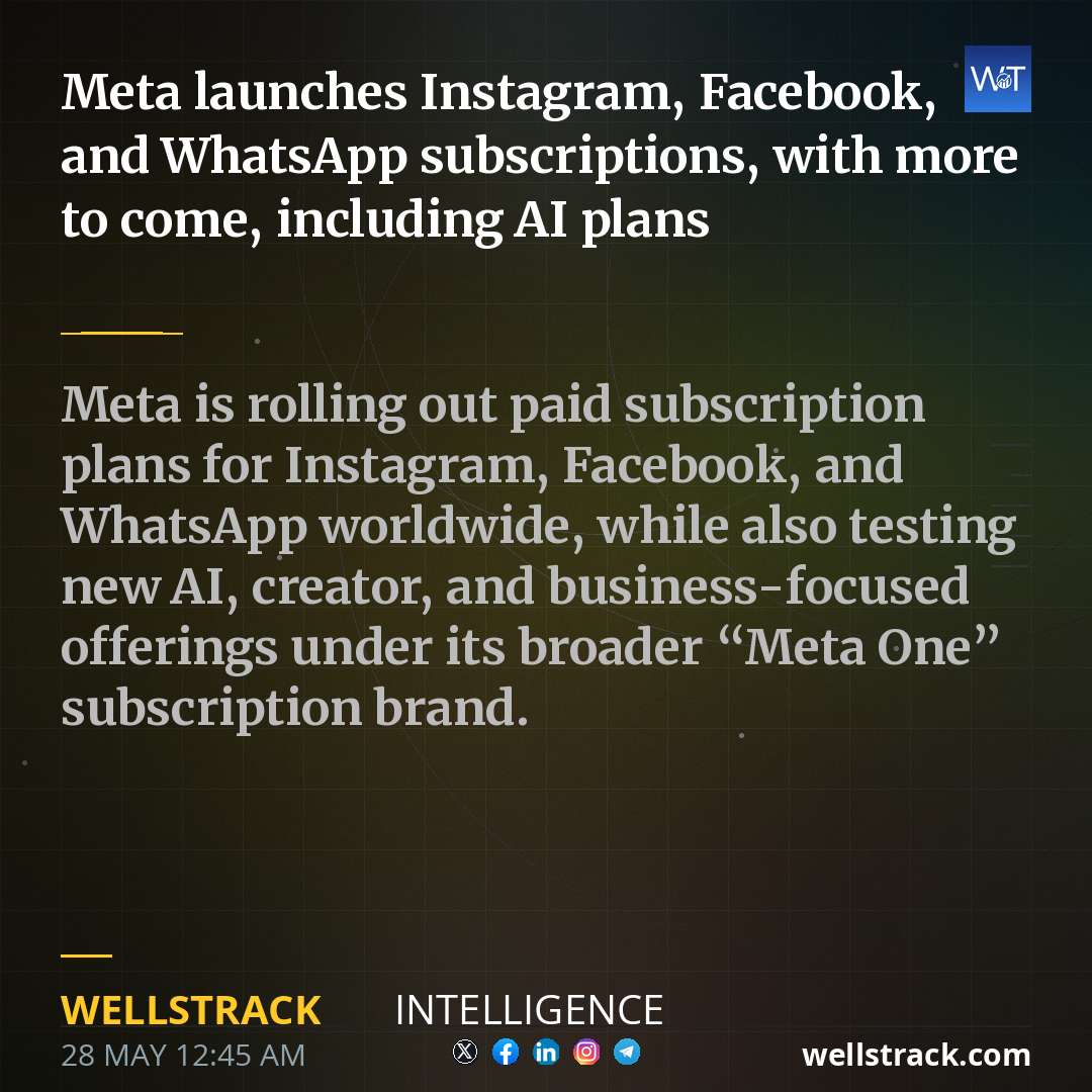 Meta launches Instagram, Facebook, and WhatsApp subscriptions, with more to come, including AI plans — WellsTrack