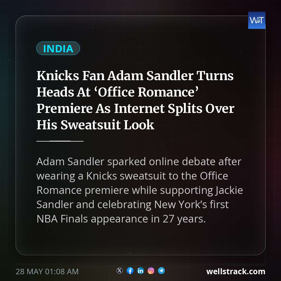 Knicks Fan Adam Sandler Turns Heads At ‘Office Romance’ Premiere As Internet Splits Over His Sweatsuit Look — WellsTrack