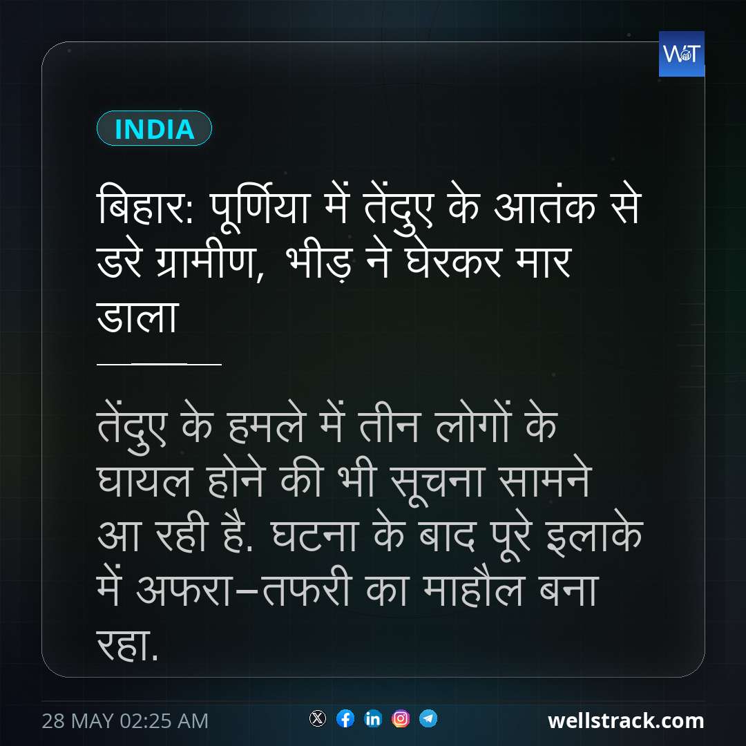 बिहार: पूर्णिया में तेंदुए के आतंक से डरे ग्रामीण, भीड़ ने घेरकर मार डाला — WellsTrack