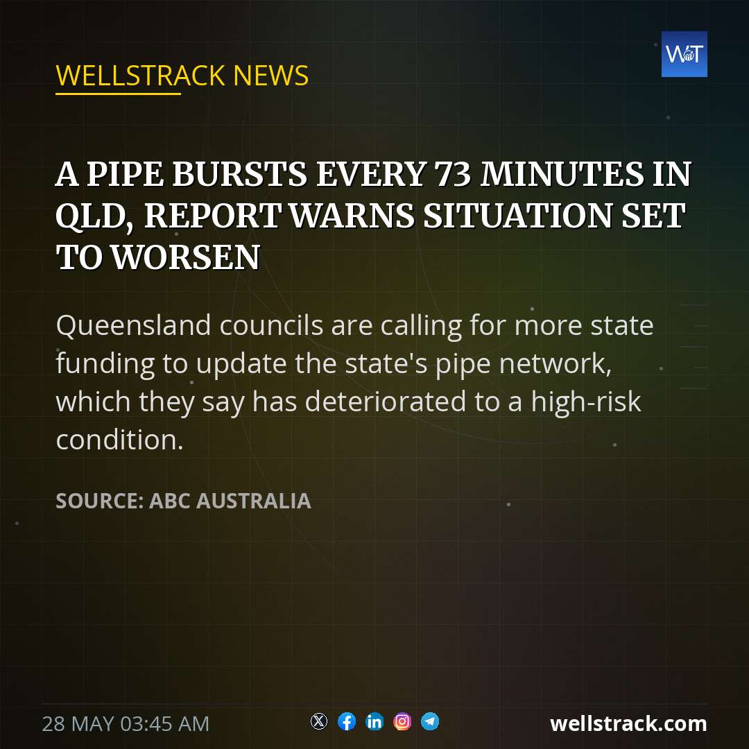 A pipe bursts every 73 minutes in Qld, report warns situation set to worsen — WellsTrack