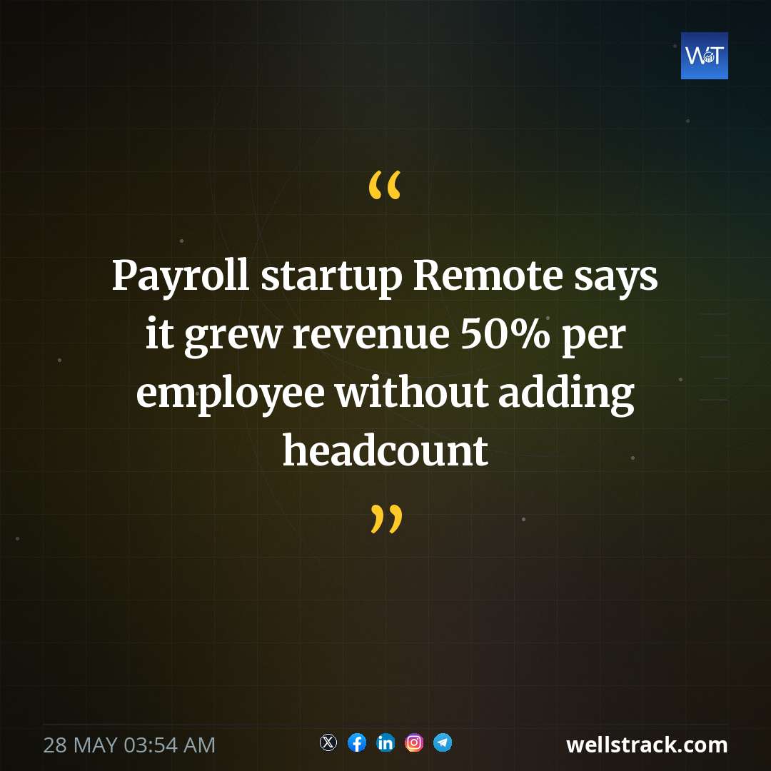Payroll startup Remote says it grew revenue 50% per employee without adding headcount — WellsTrack