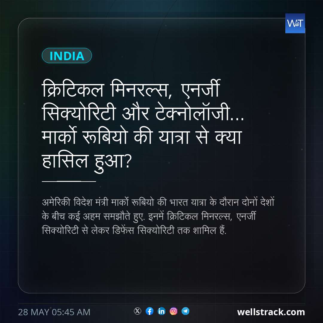क्रिटिकल मिनरल्स, एनर्जी सिक्योरिटी और टेक्नोलॉजी... मार्को रूबियो की यात्रा से क्या हासिल हुआ? — WellsTrack