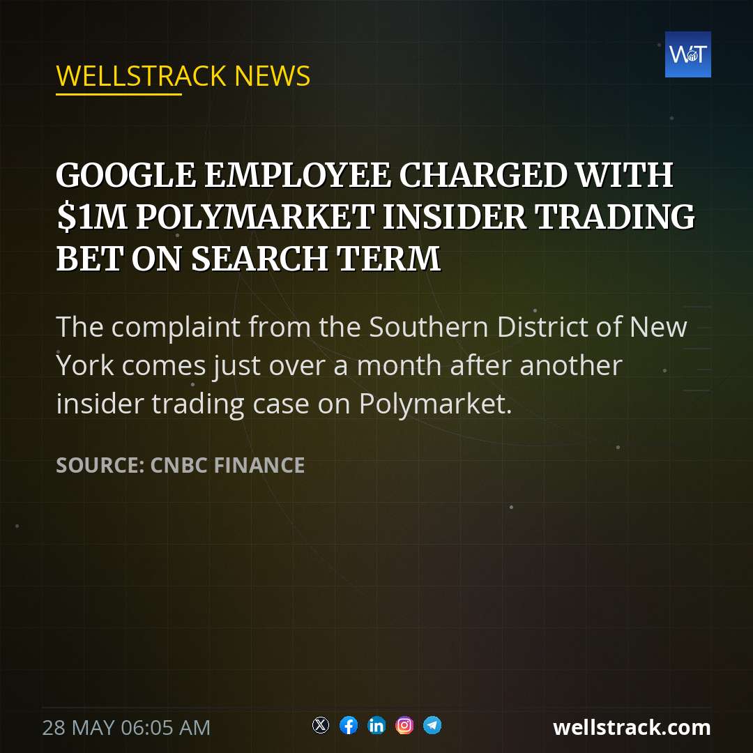 Google employee charged with $1M Polymarket insider trading bet on search term — WellsTrack