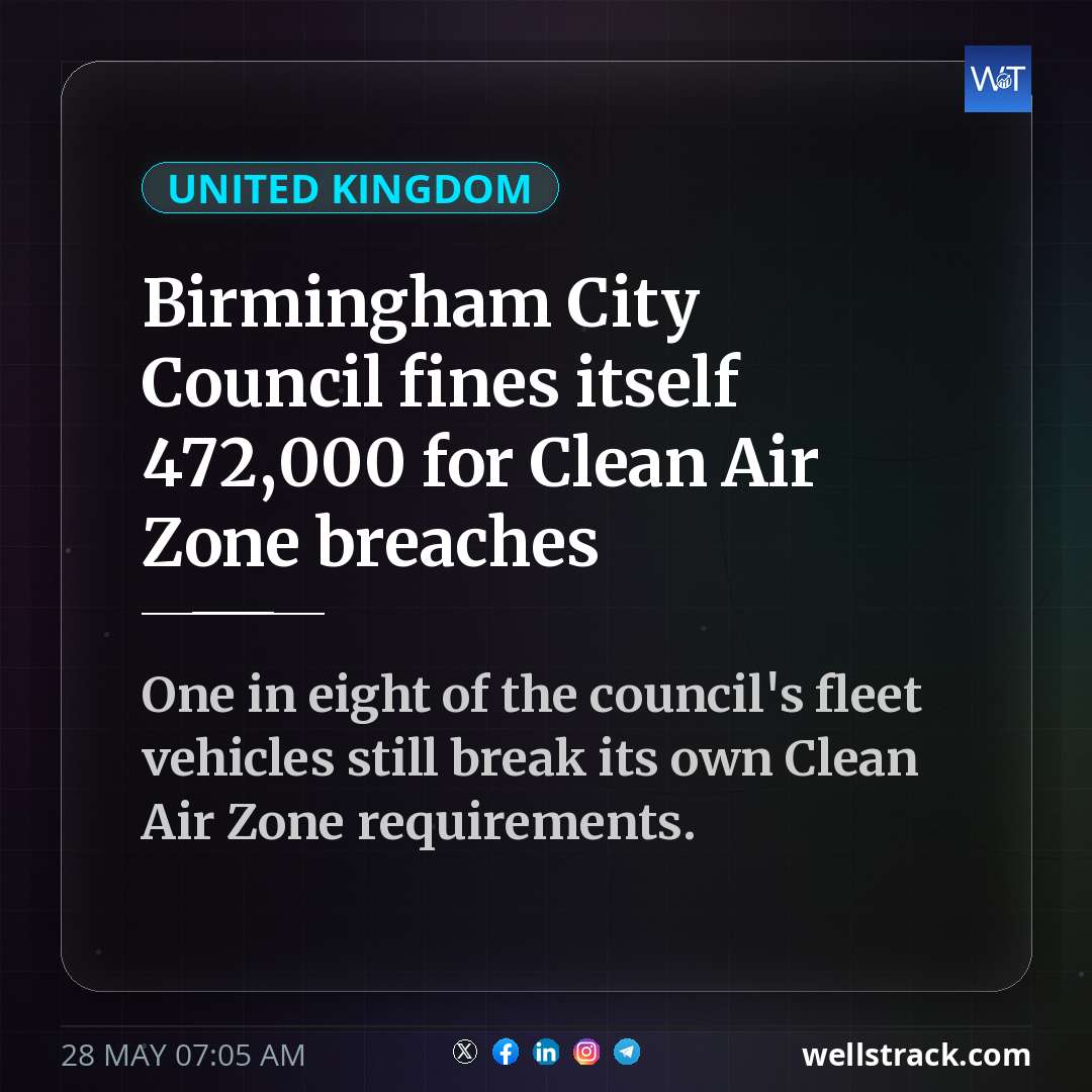 Birmingham City Council fines itself £472,000 for Clean Air Zone breaches — WellsTrack