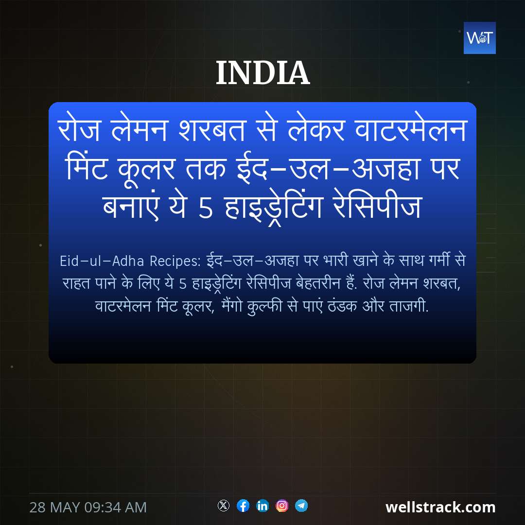 रोज लेमन शरबत से लेकर वाटरमेलन मिंट कूलर तक ईद-उल-अजहा पर बनाएं ये 5 हाइड्रेटिंग रेसिपीज — WellsTrack