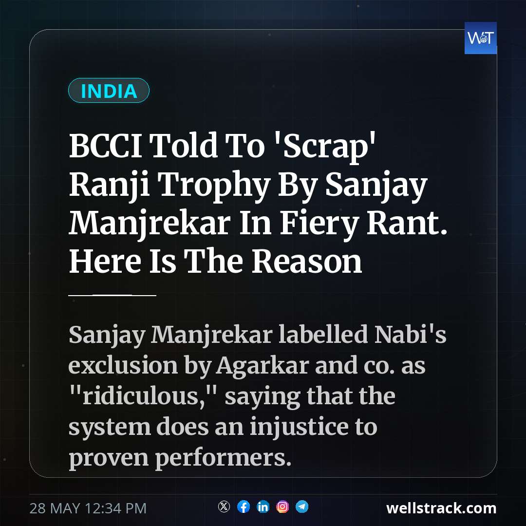 BCCI Told To 'Scrap' Ranji Trophy By Sanjay Manjrekar In Fiery Rant. Here Is The Reason — WellsTrack