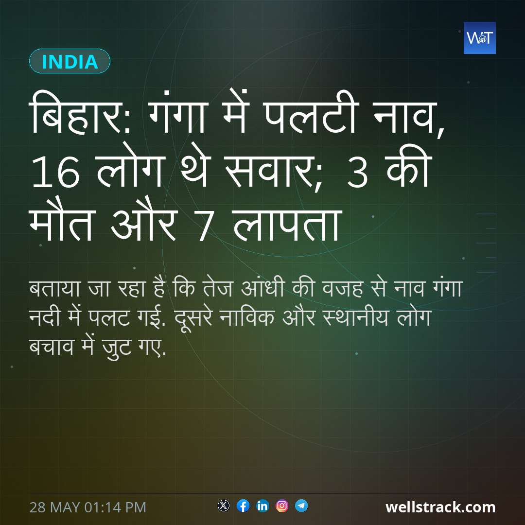 ब‍िहार: गंगा में पलटी नाव, 16 लोग थे सवार; 3 की मौत और 7 लापता — WellsTrack
