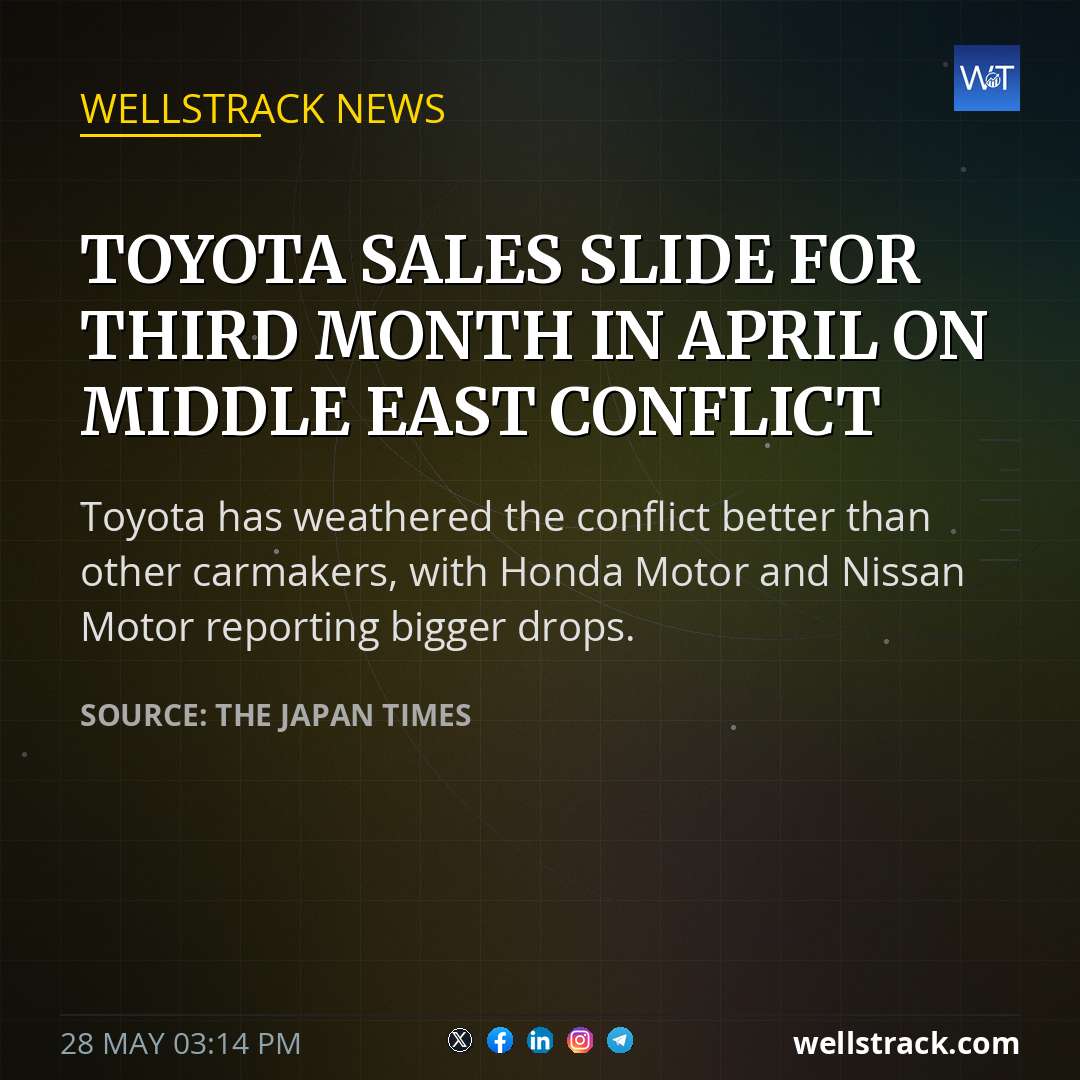 Toyota sales slide for third month in April on Middle East conflict — WellsTrack