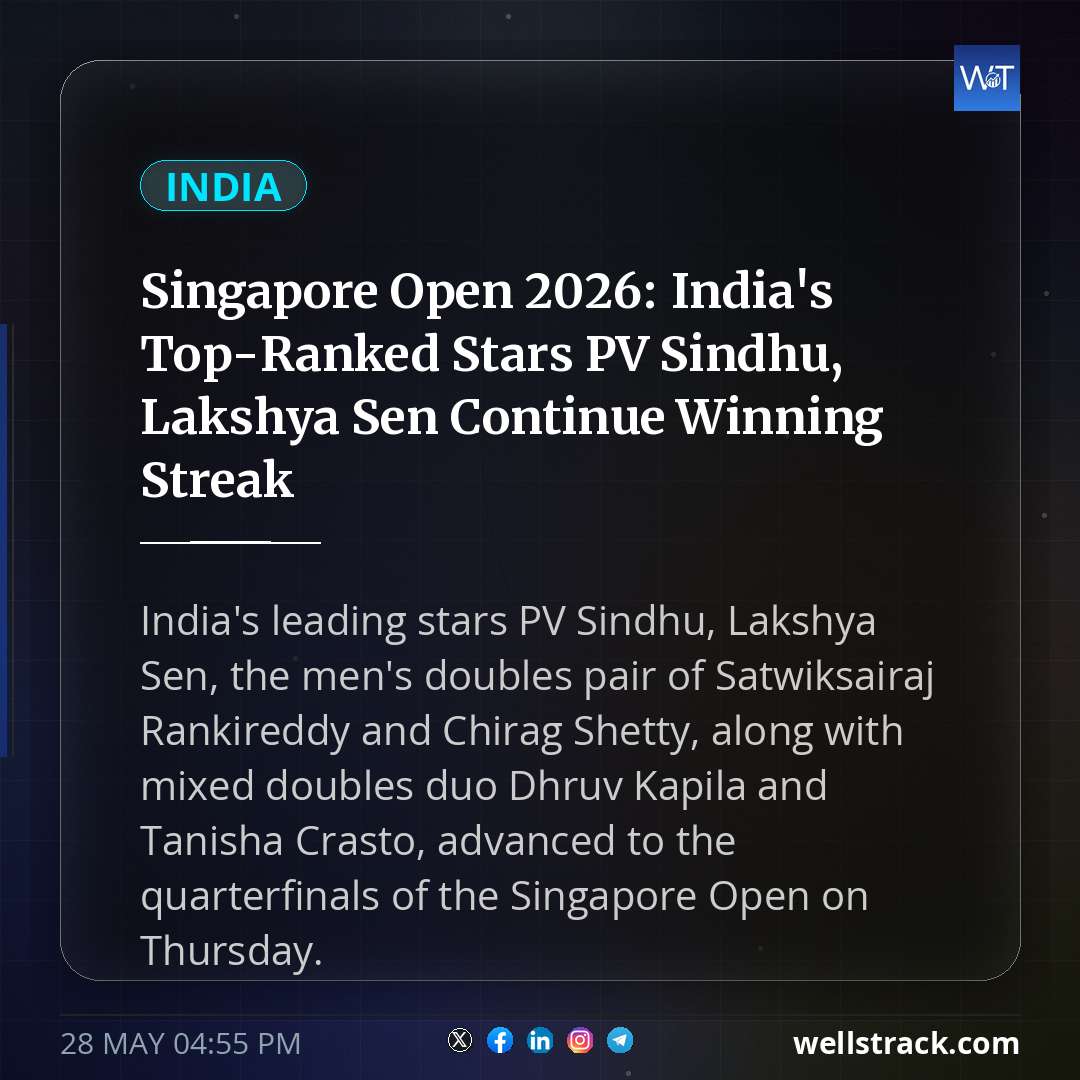 Singapore Open 2026: India's Top-Ranked Stars PV Sindhu, Lakshya Sen Continue Winning Streak — WellsTrack