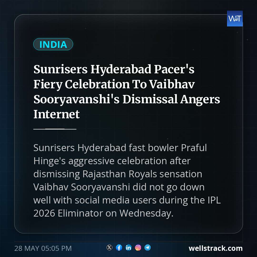 Sunrisers Hyderabad Pacer's Fiery Celebration To Vaibhav Sooryavanshi's Dismissal Angers Internet — WellsTrack
