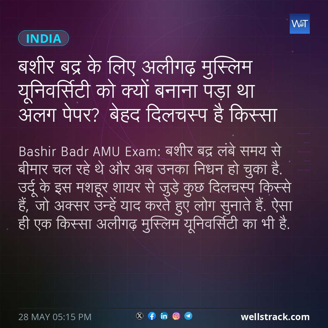 बशीर बद्र के लिए अलीगढ़ मुस्लिम यूनिवर्सिटी को क्यों बनाना पड़ा था अलग पेपर? बेहद दिलचस्प है किस्सा — WellsTrack