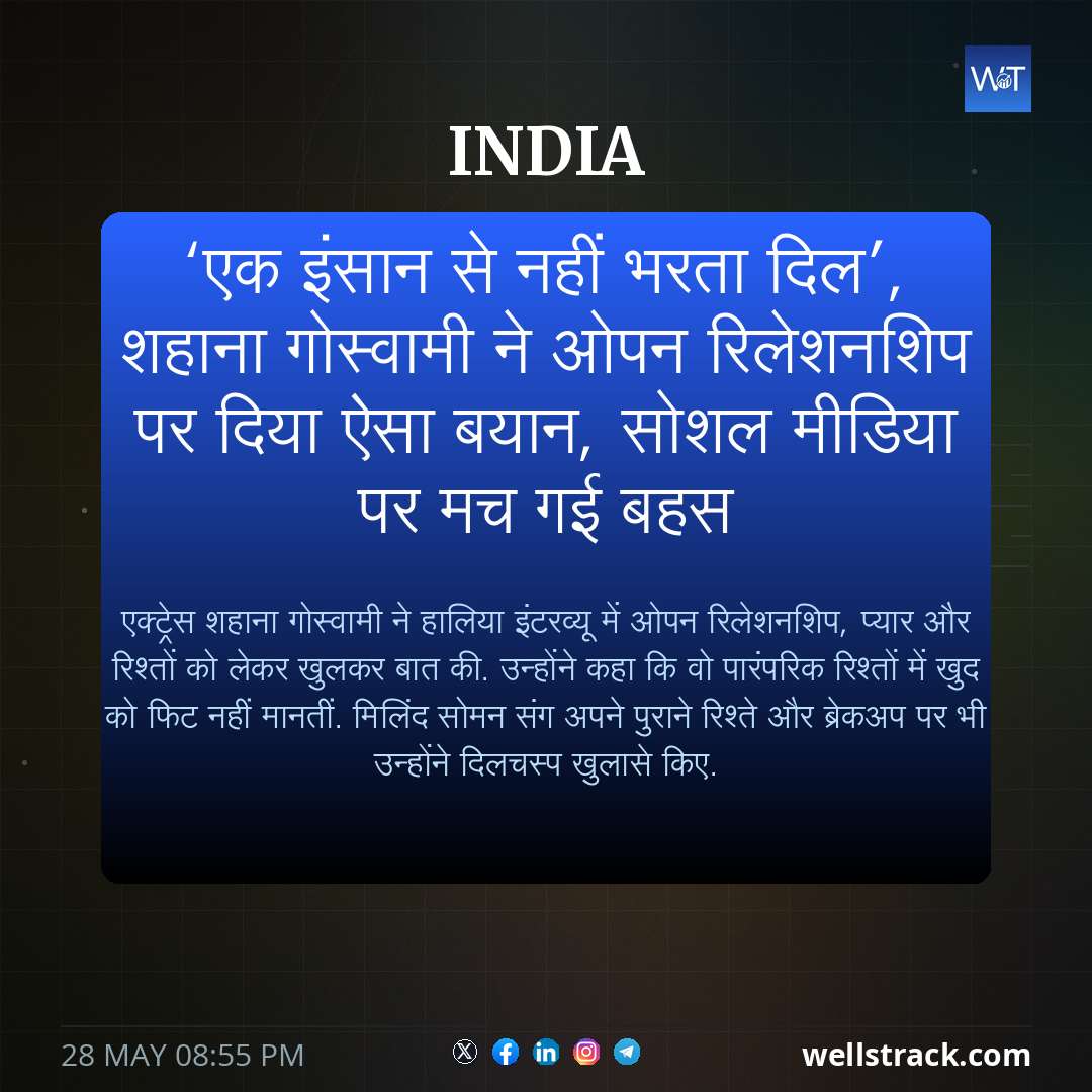 ‘एक इंसान से नहीं भरता दिल’, शहाना गोस्वामी ने ओपन रिलेशनशिप पर दिया ऐसा बयान, सोशल मीडिया पर मच गई बहस — WellsTrack