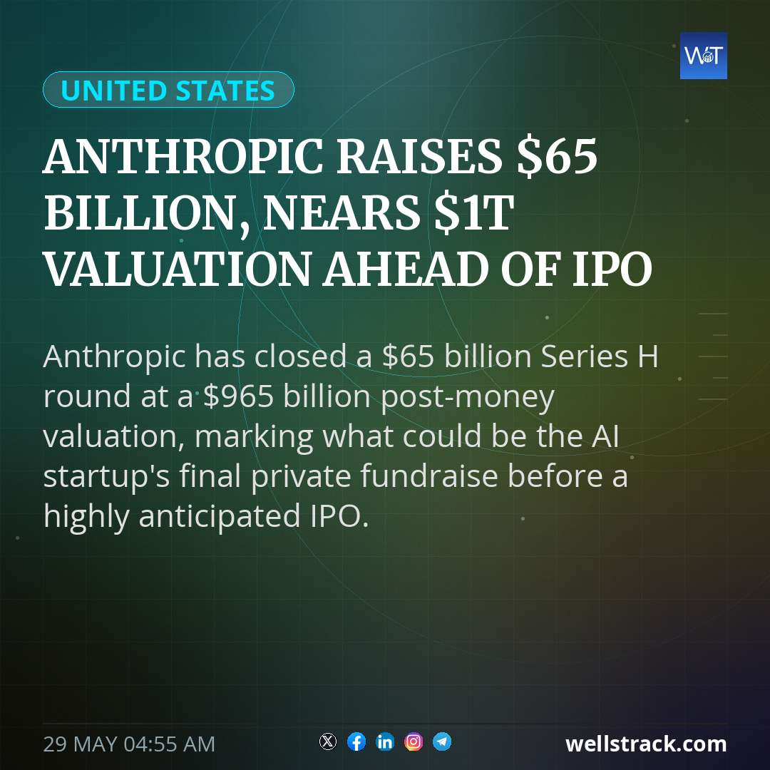 Anthropic raises $65 Billion, nears $1T valuation ahead of IPO — WellsTrack
