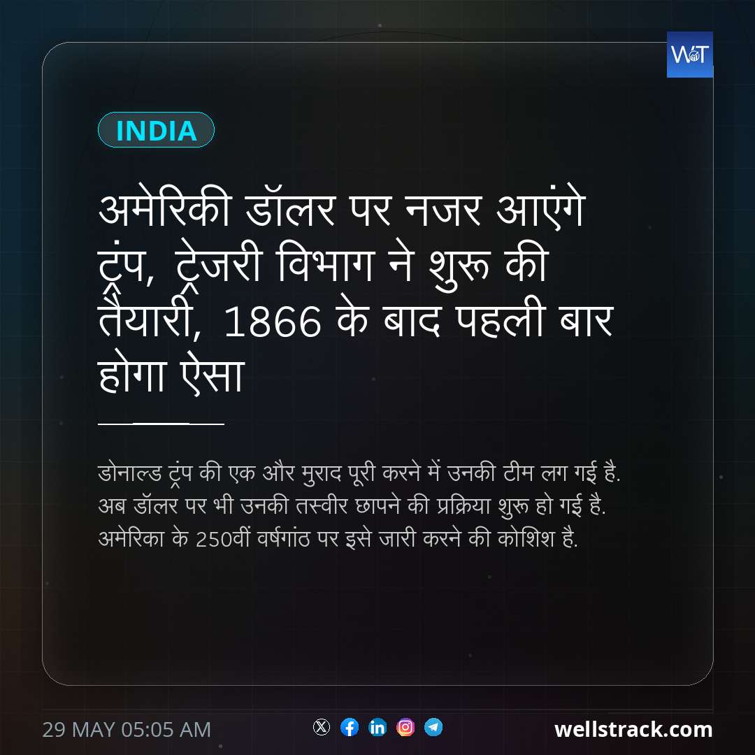 अमेरिकी डॉलर पर नजर आएंगे ट्रंप, ट्रेजरी विभाग ने शुरू की तैयारी, 1866 के बाद पहली बार होगा ऐसा — WellsTrack